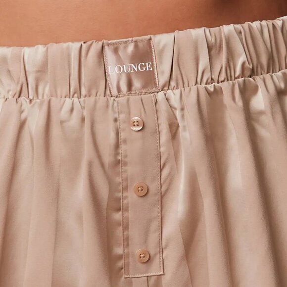 Lounge Striped Satin Pajama Set in "Mink" - Picture 9 of 13